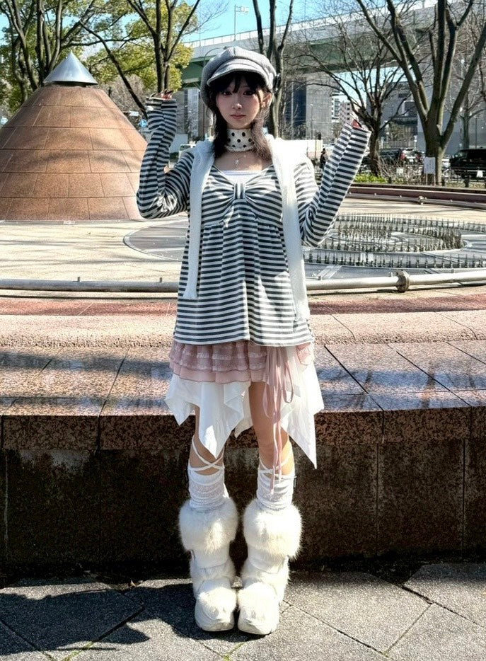 名古屋店WEB限定受注制【nmtc+】off-shoulder ribbon border tops (2color)
