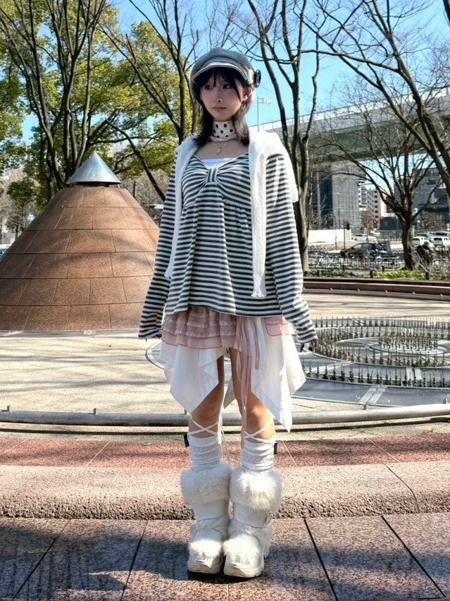 名古屋店WEB限定受注制【nmtc+】off-shoulder ribbon border tops (2color)