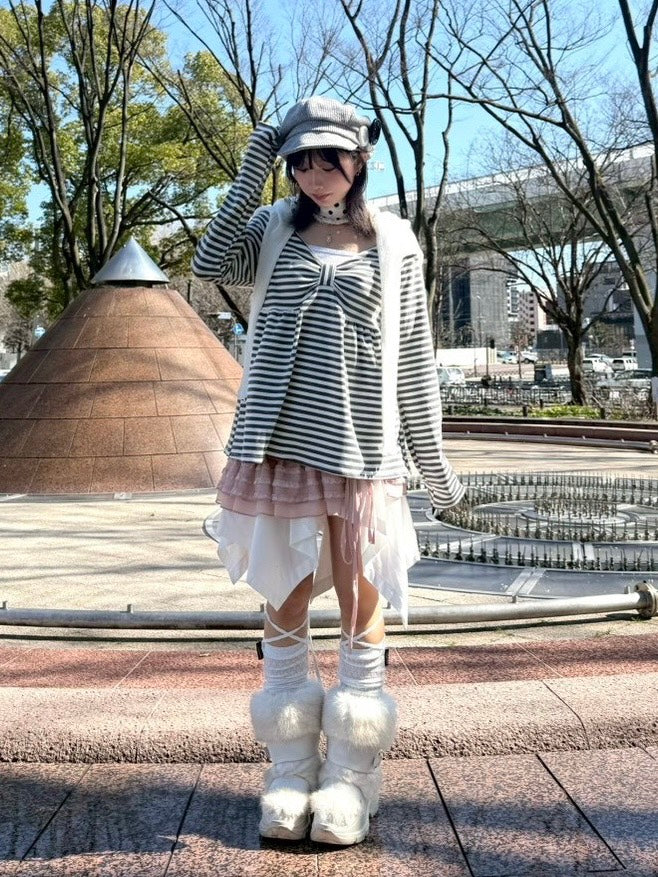 名古屋店WEB限定受注制【nmtc+】off-shoulder ribbon border tops (2color)