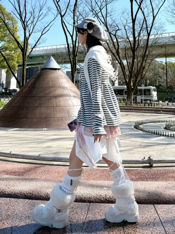 名古屋店WEB限定受注制【nmtc+】off-shoulder ribbon border tops (2color)