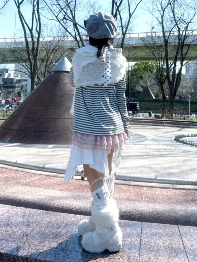 名古屋店WEB限定受注制【nmtc+】off-shoulder ribbon border tops (2color)