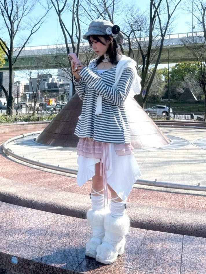 名古屋店WEB限定受注制【nmtc+】off-shoulder ribbon border tops (2color)