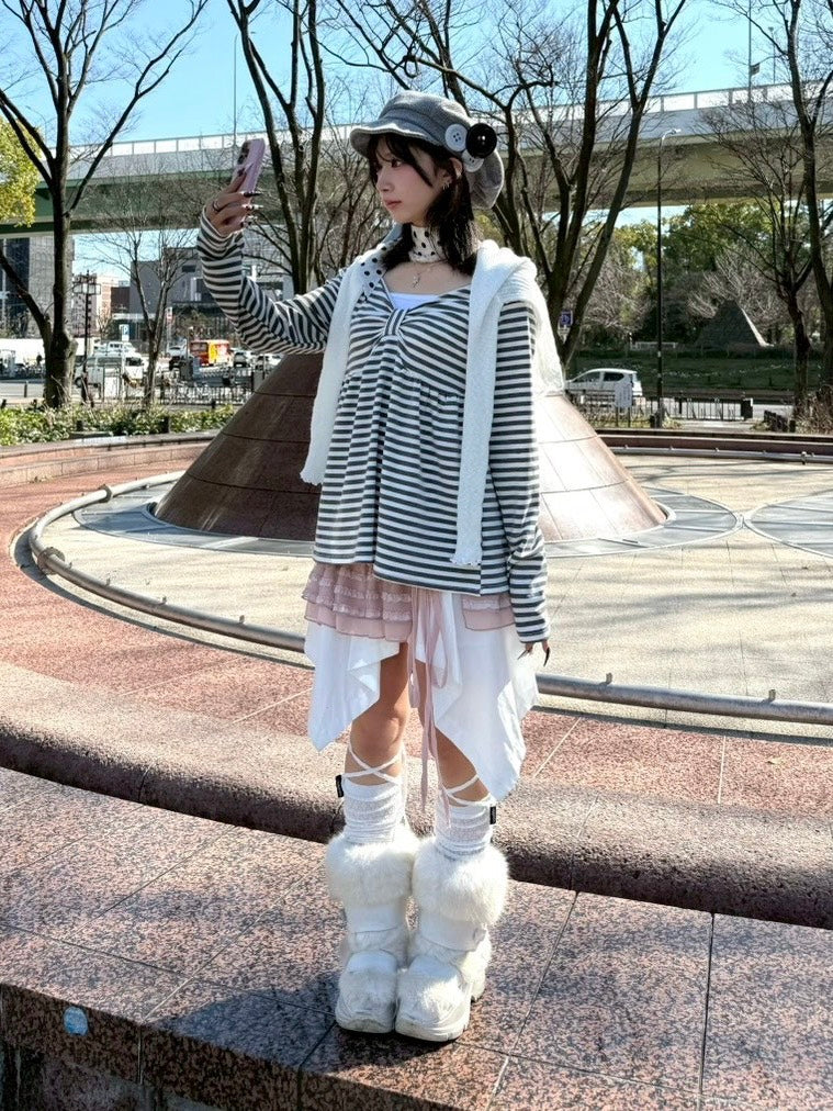 名古屋店WEB限定受注制【nmtc+】off-shoulder ribbon border tops (2color)