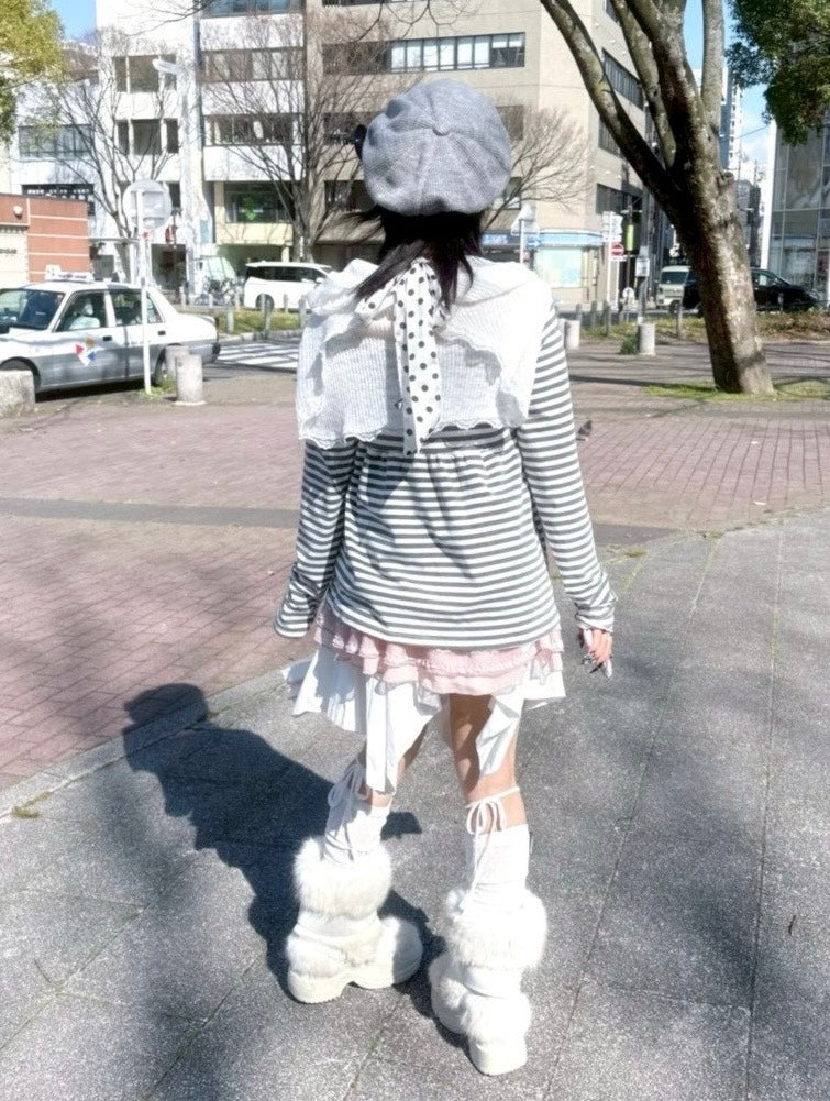 名古屋店WEB限定受注制【nmtc+】off-shoulder ribbon border tops (2color)