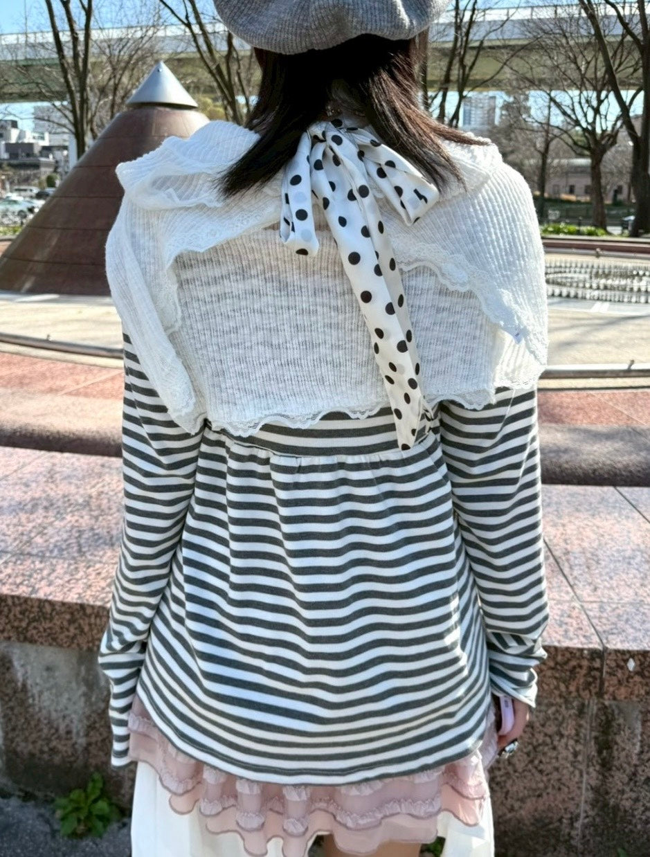 名古屋店WEB限定受注制【nmtc+】off-shoulder ribbon border tops (2color)