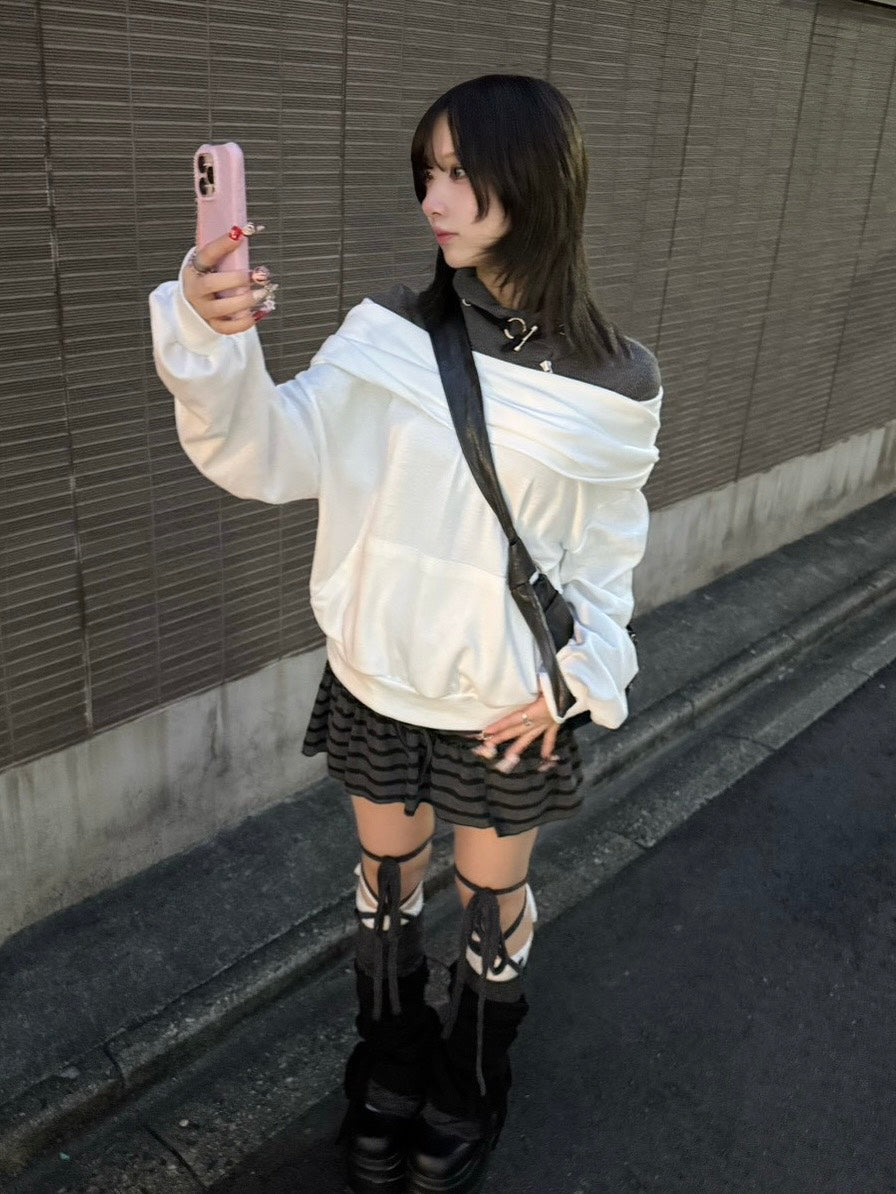 3/12 20:00発売 名古屋店WEB限定 受注制【nmtc +】2way hood off-shoulder sweat shirts / 【エヌエムティーシープラス】ツーウェイフードオフショルダースウェットパンツ (3color)