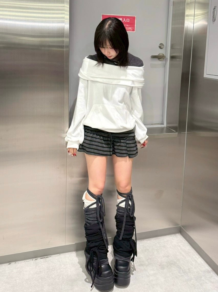 3/12 20:00発売 名古屋店WEB限定 受注制【nmtc +】2way hood off-shoulder sweat shirts / 【エヌエムティーシープラス】ツーウェイフードオフショルダースウェットパンツ (3color)