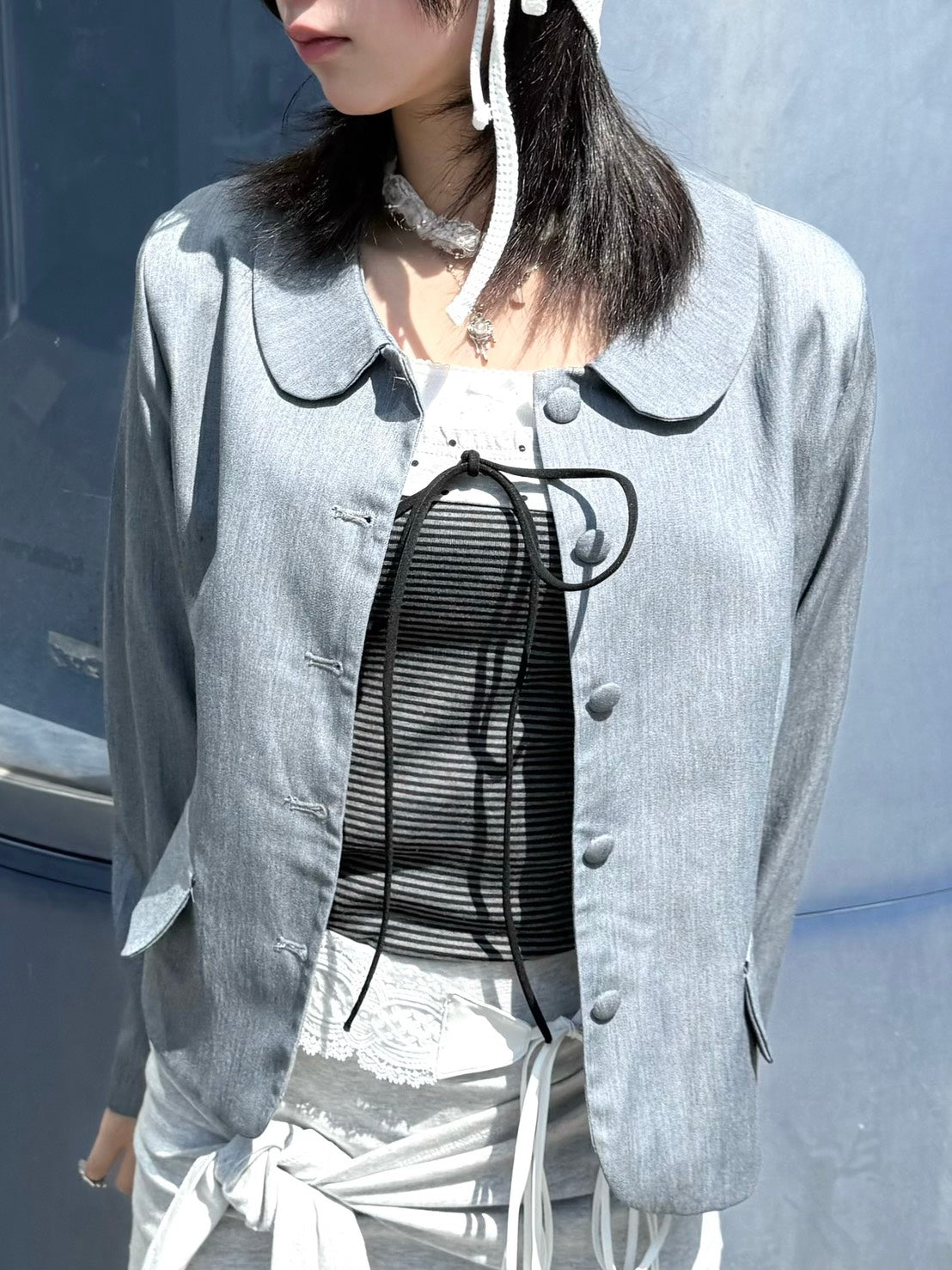 名古屋WEB限定受注制【nmtc+】round collar single cropped jacket (2color)