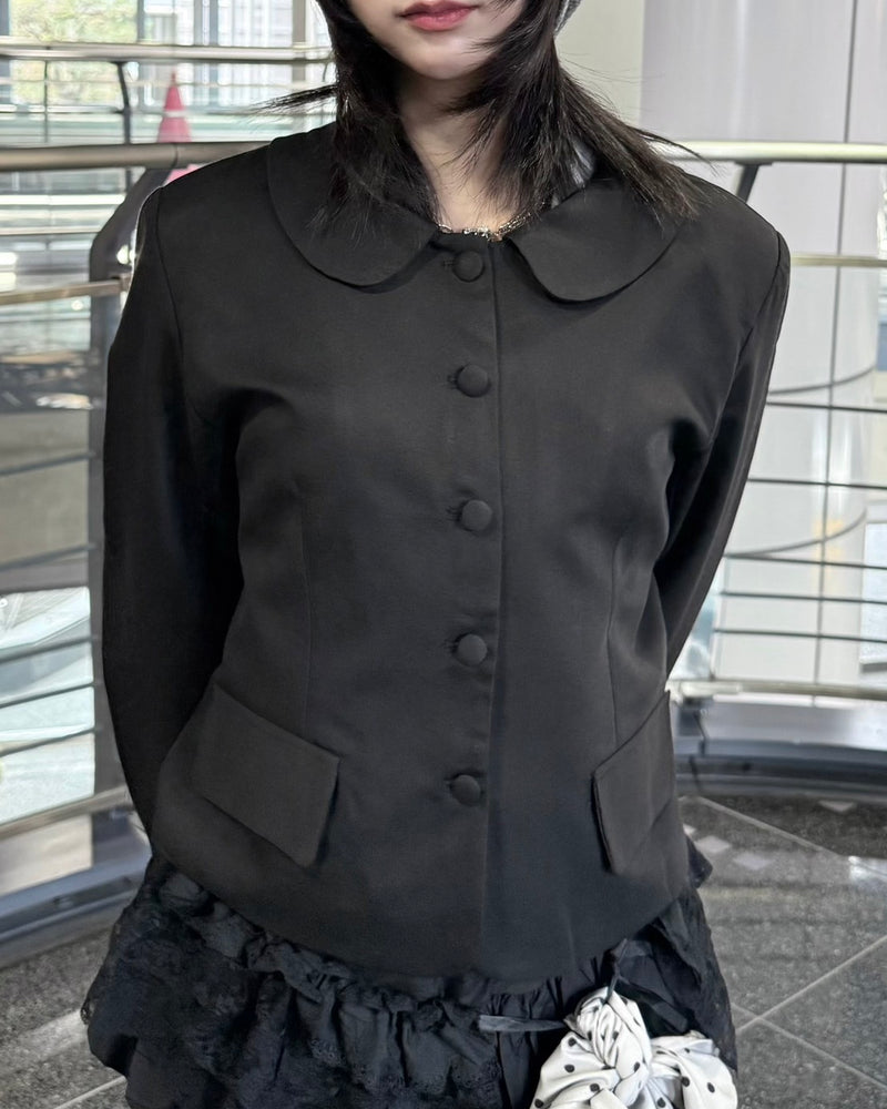 名古屋WEB限定【nmtc+】round collar single cropped jacket (2color)
