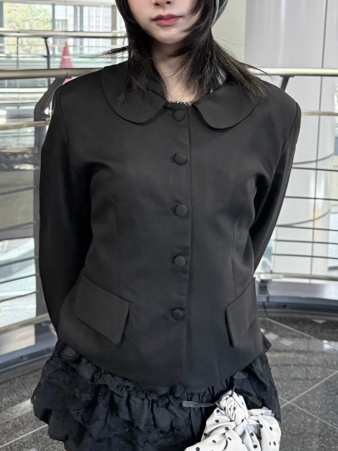 名古屋WEB限定受注制【nmtc+】round collar single cropped jacket (2color)