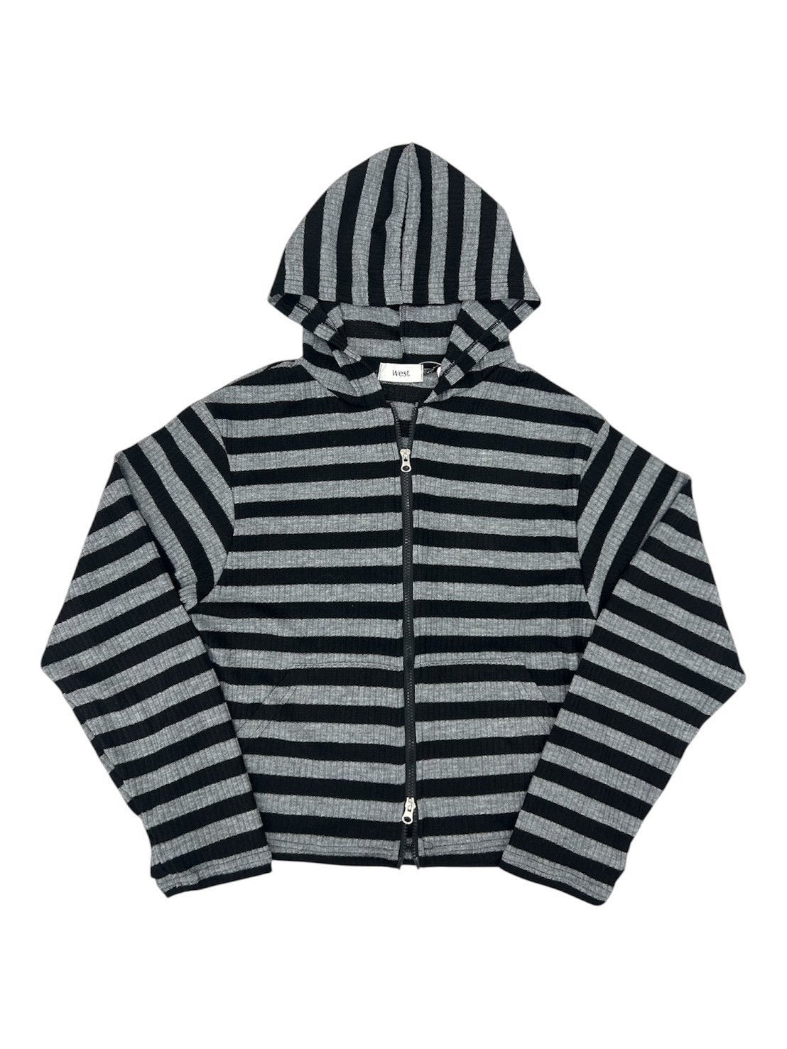 受注制【nmtc+】border crop double zip up hoodie (2color)
