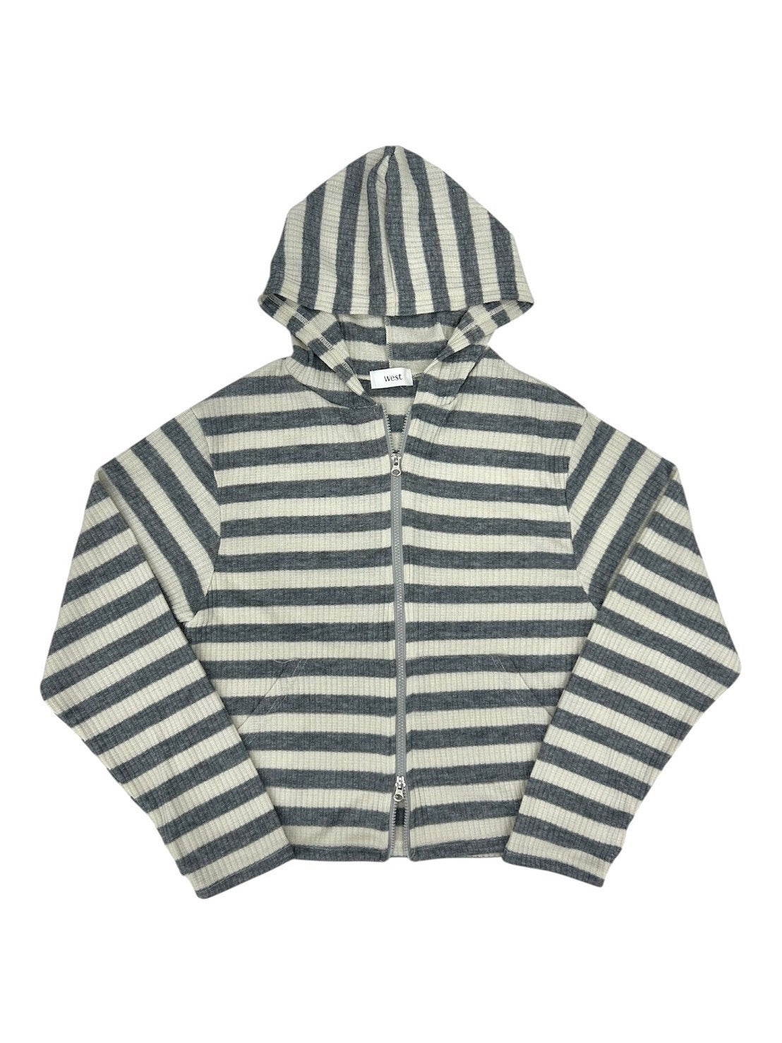 受注制【nmtc+】border crop double zip up hoodie (2color)