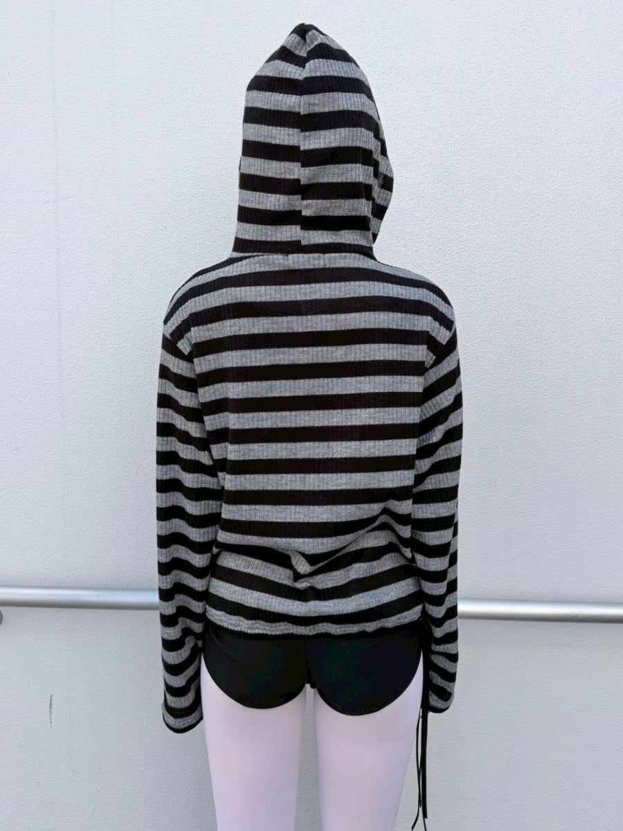 受注制【nmtc+】border crop double zip up hoodie (2color)