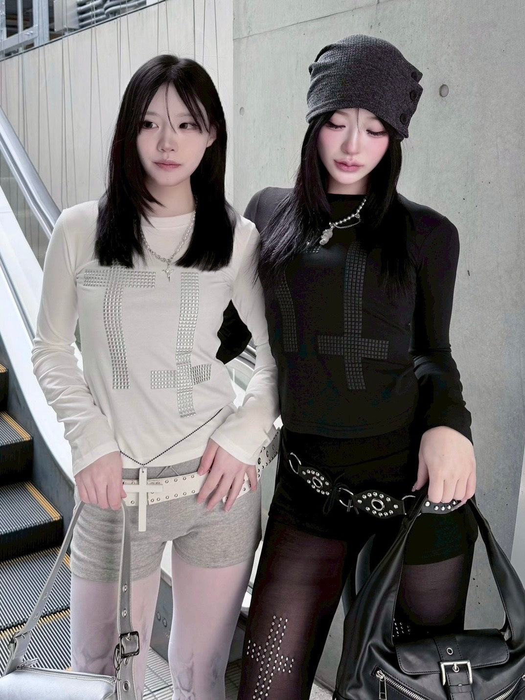 受注制【nmtc+】cross studs long sleeve (2color)
