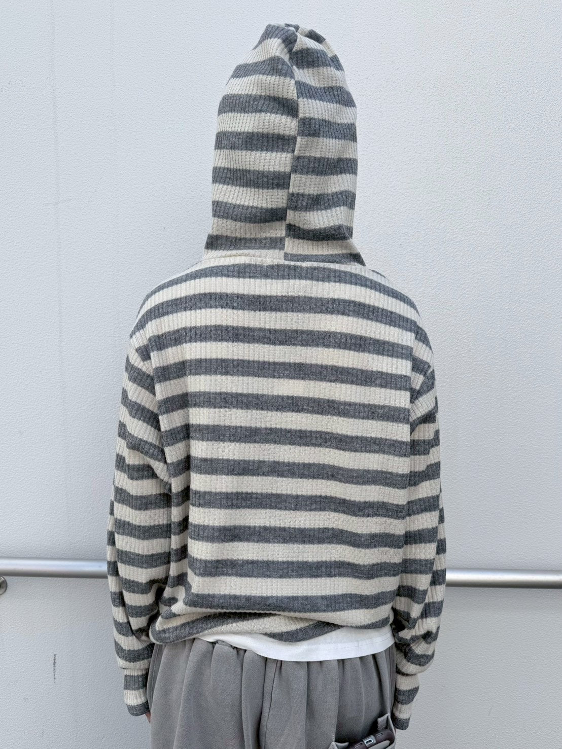 受注制【nmtc+】border crop double zip up hoodie (2color)
