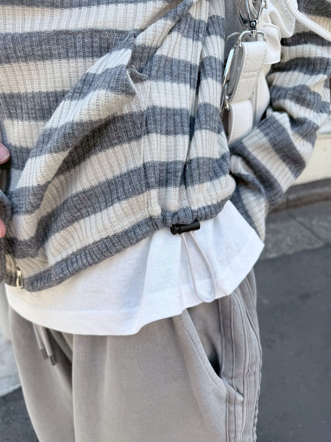 受注制【nmtc+】border crop double zip up hoodie (2color)