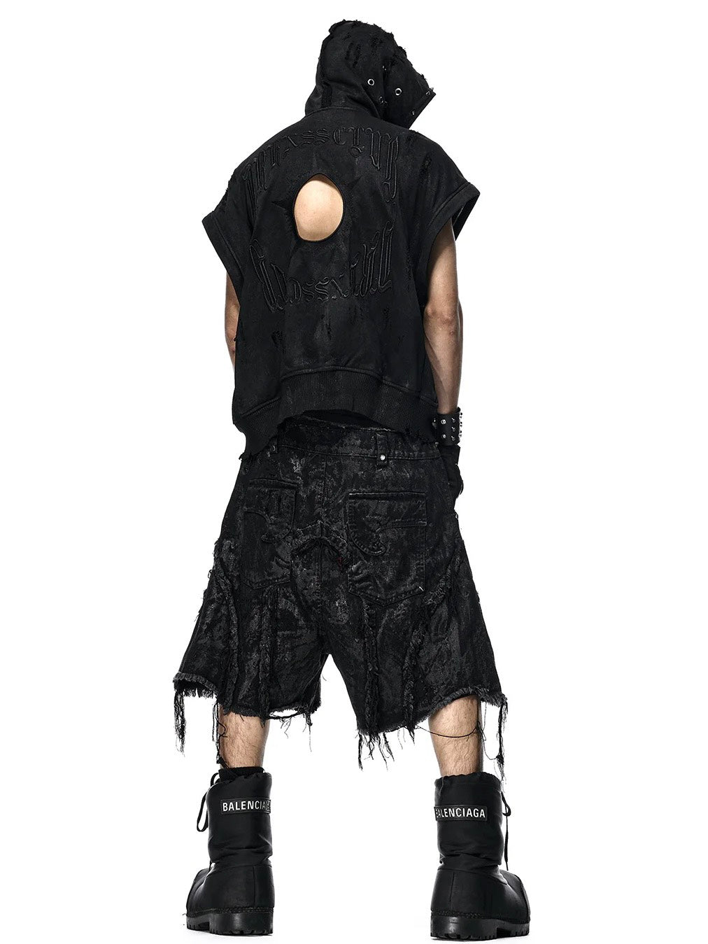 【RICH】Black Wax Ripped Hoodie