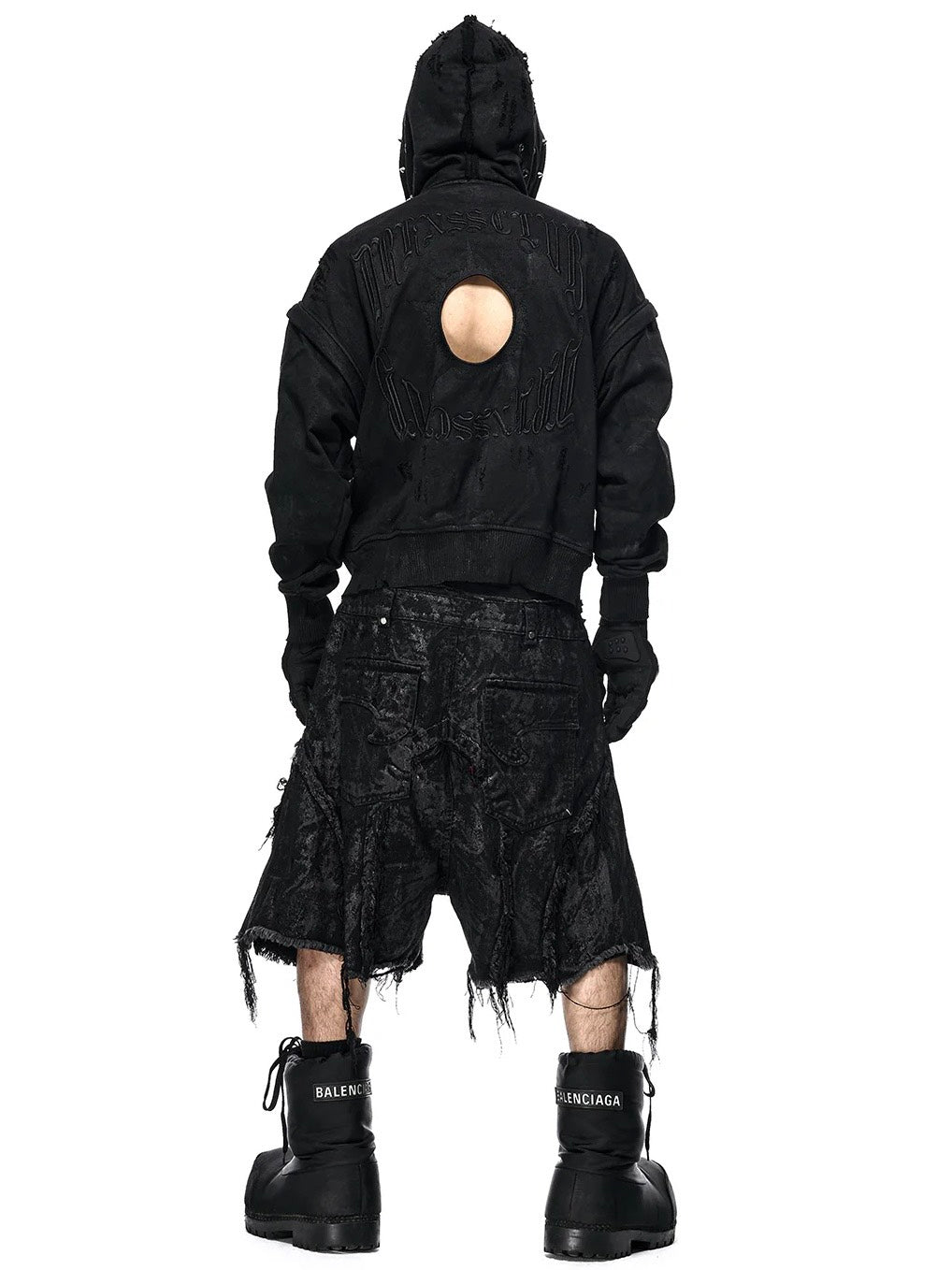 【RICH】Black Wax Ripped Hoodie