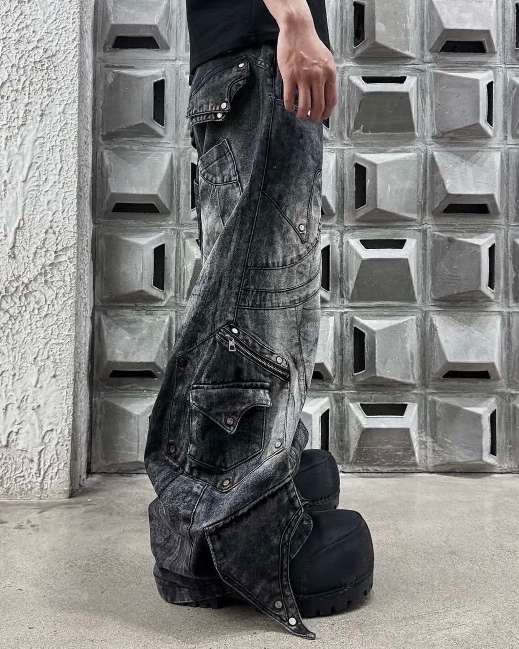 PRESSING別注【RICH】Knight Wide Dirty Washed Pants