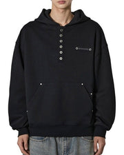 【OY】RIVET HENLEY HOODIE