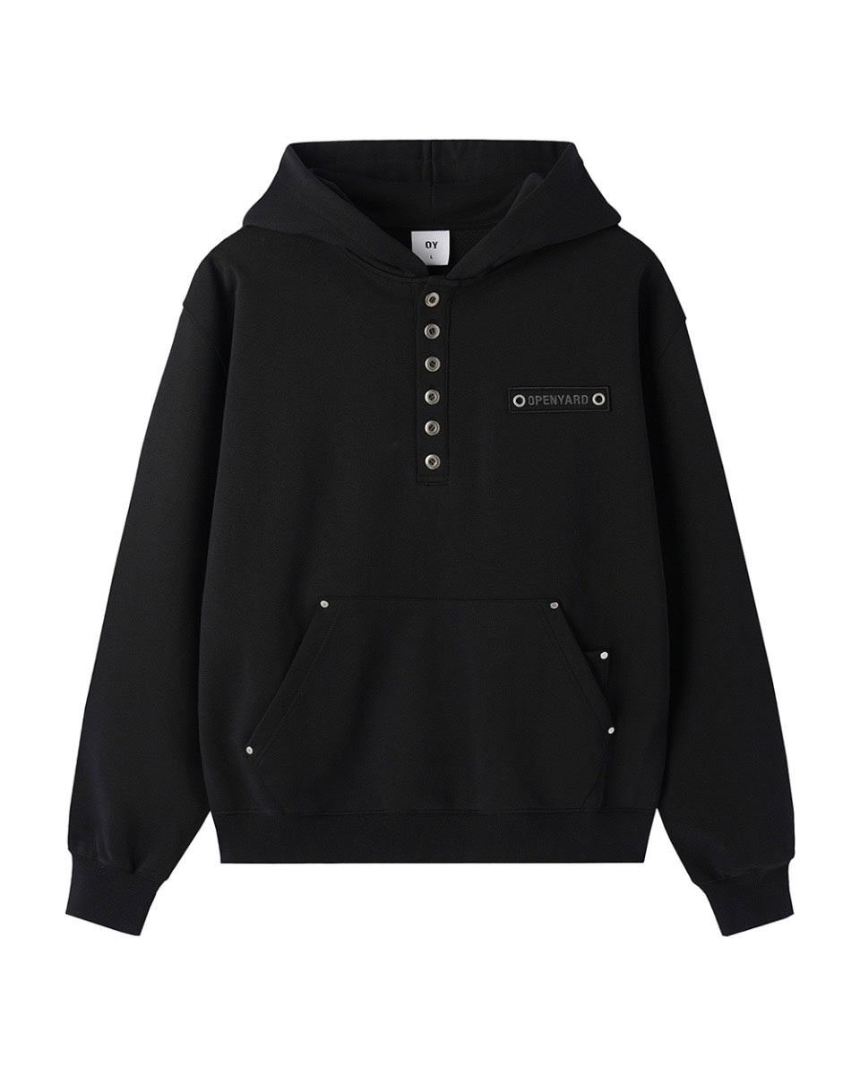 【OY】RIVET HENLEY HOODIE