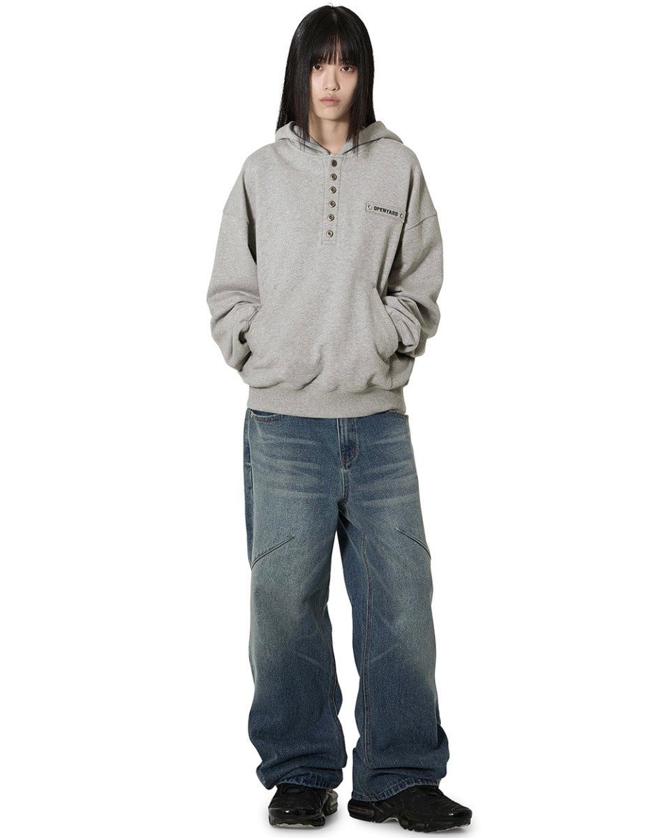 【OY】RIVET HENLEY HOODIE