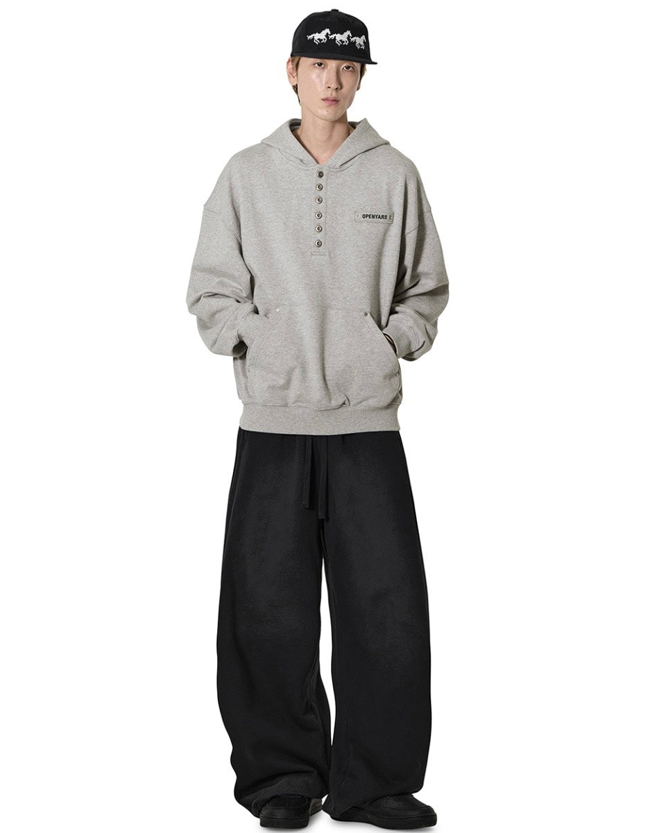 【OY】RIVET HENLEY HOODIE