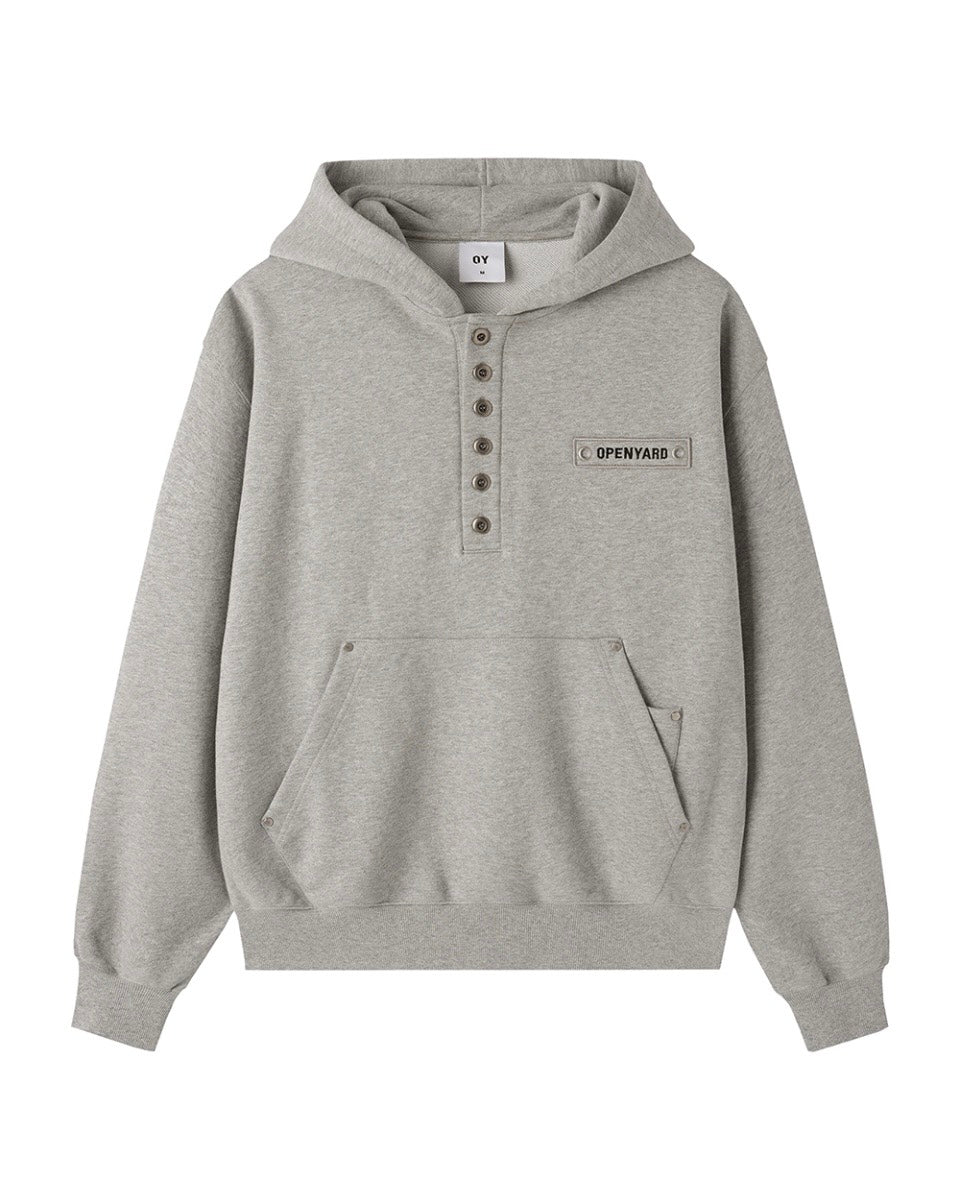 【OY】RIVET HENLEY HOODIE