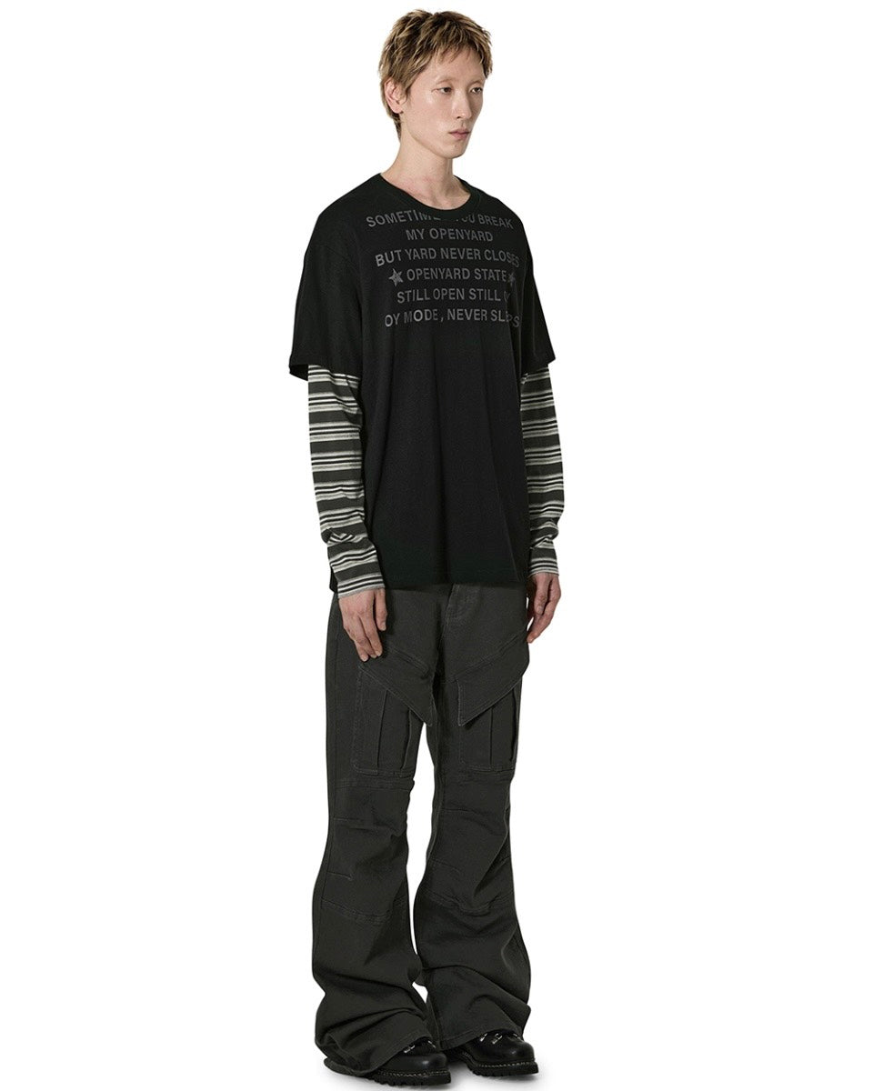【OY】NEVER SLEEP STRIPE LAYERED L/S TEE
