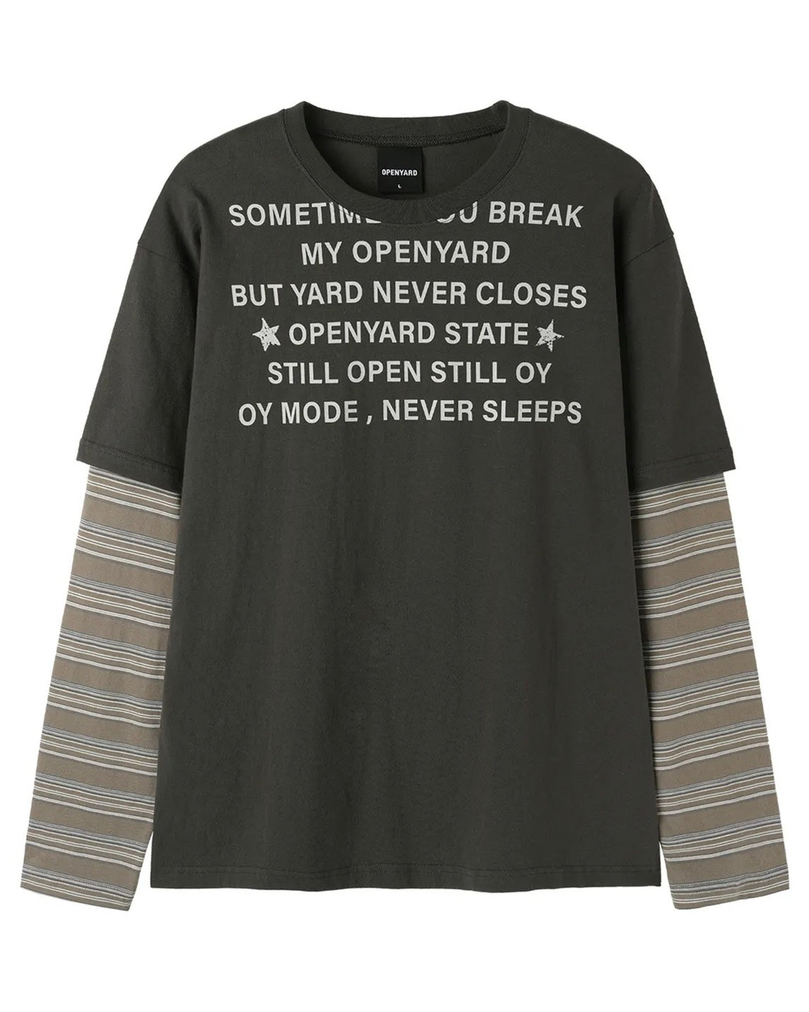 【OY】NEVER SLEEP STRIPE LAYERED L/S TEE