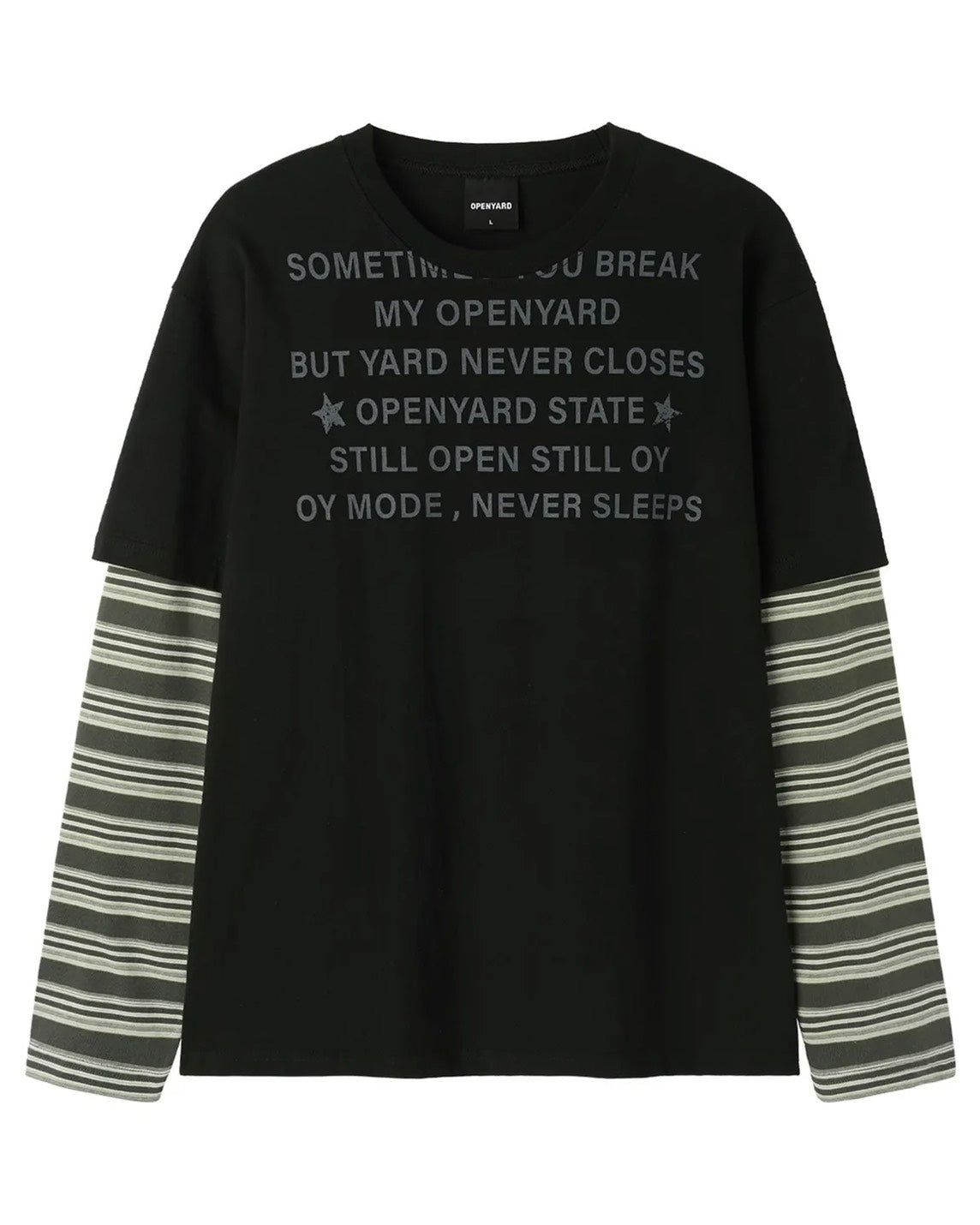 【OY】NEVER SLEEP STRIPE LAYERED L/S TEE