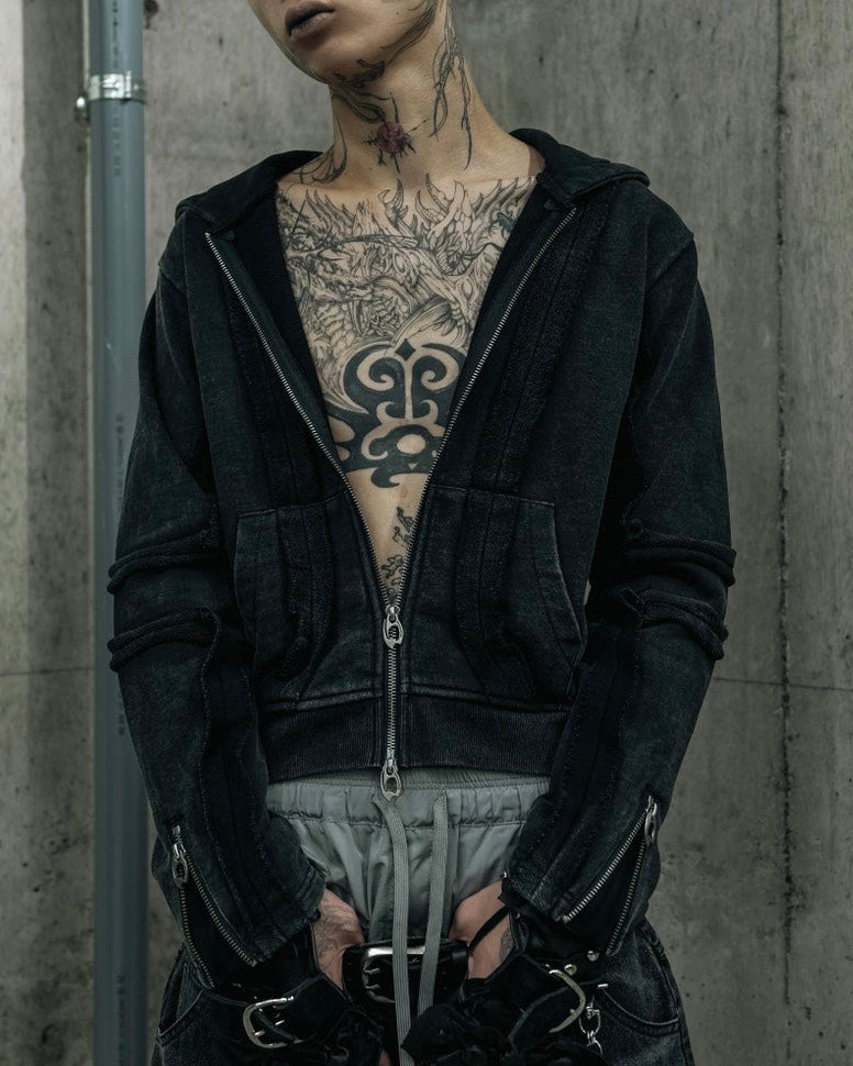 【DIG YOUR OWN GRAVE】FADED SEAM ZIP HOODIE