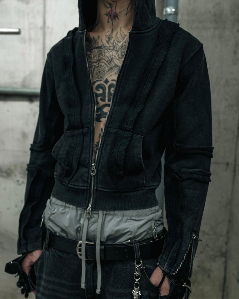 【DIG YOUR OWN GRAVE】FADED SEAM ZIP HOODIE