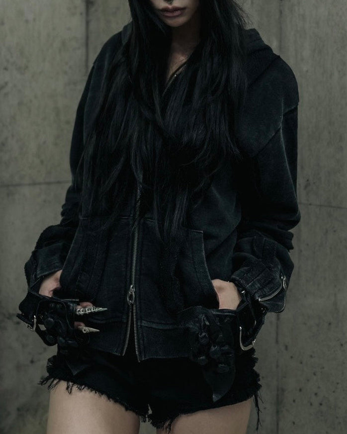 【DIG YOUR OWN GRAVE】FADED SEAM ZIP HOODIE