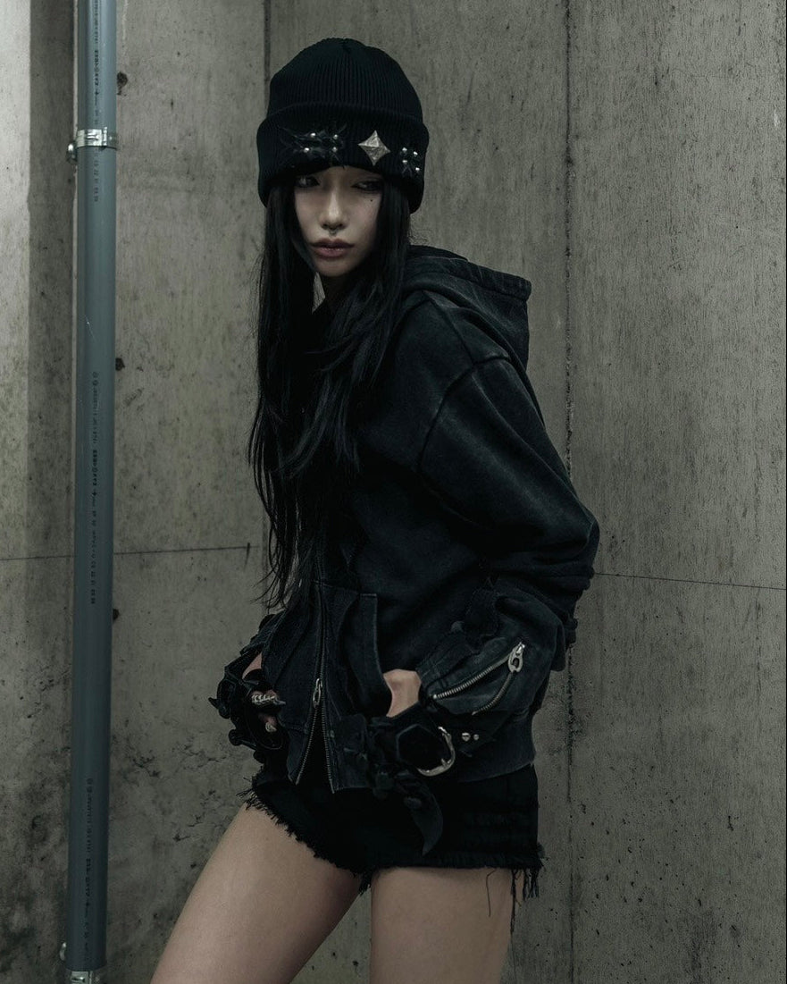 【DIG YOUR OWN GRAVE】FADED SEAM ZIP HOODIE