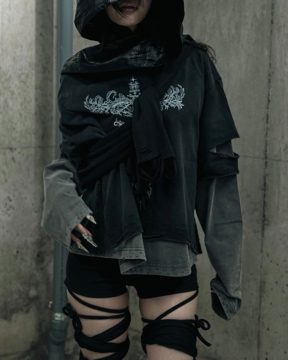 【DIG YOUR OWN GRAVE】TRIBAL CROSS LAYERED TOP