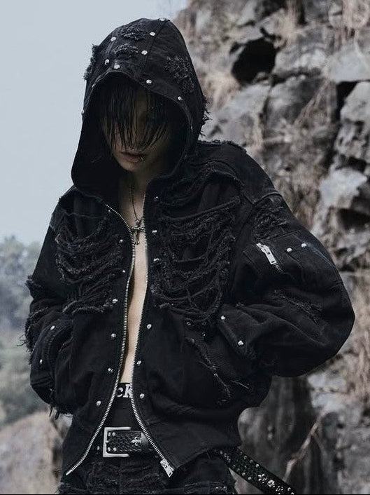 【UNIZ】Rogue Distressed Zip Jacket