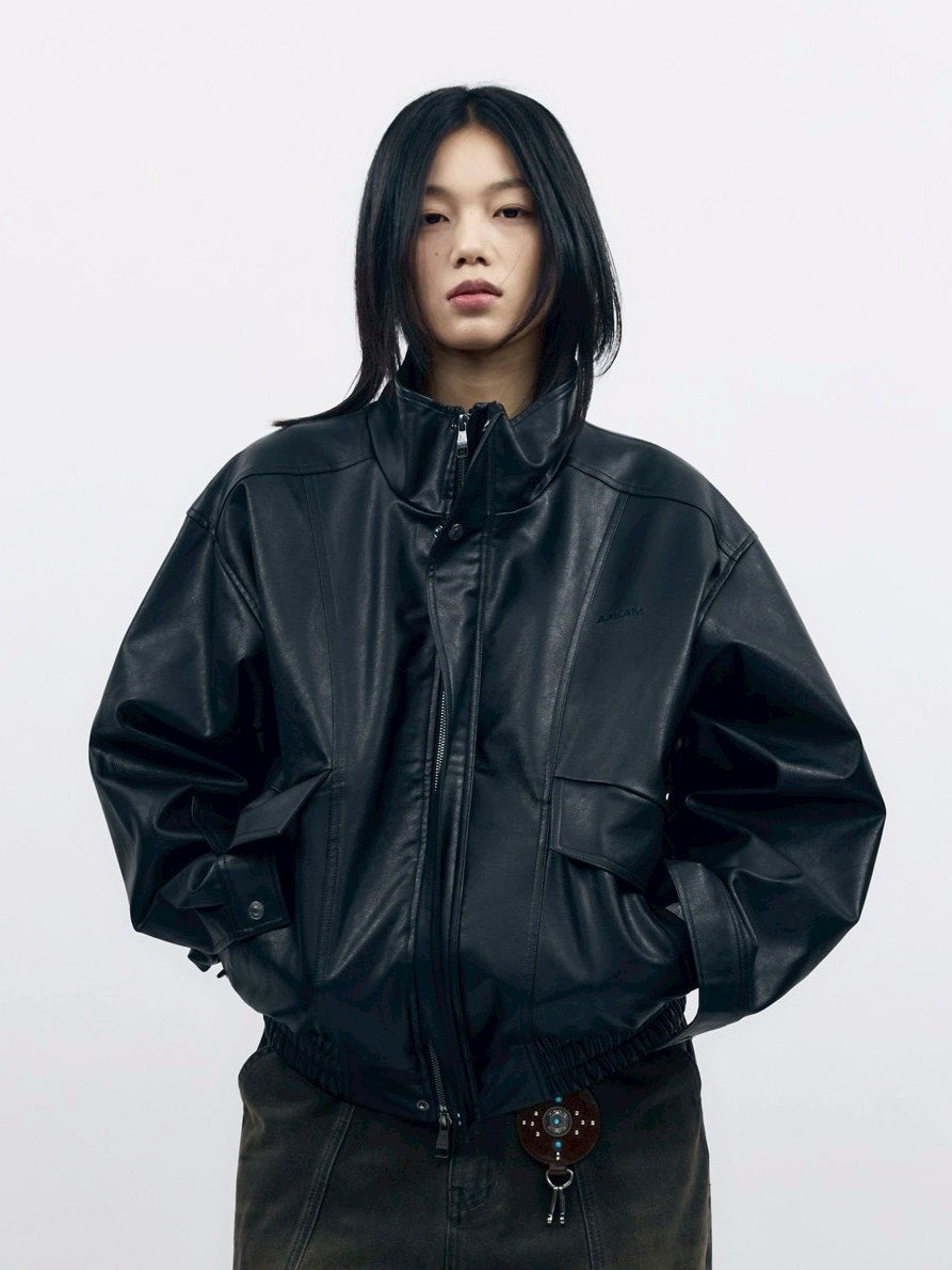 【AAKAM】Dad Leather Jacket