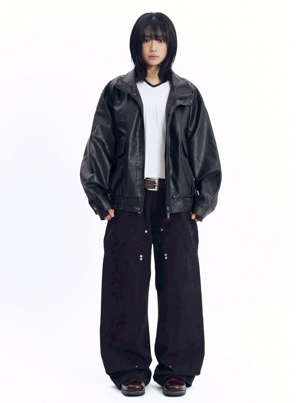 【AAKAM】Dad Leather Jacket
