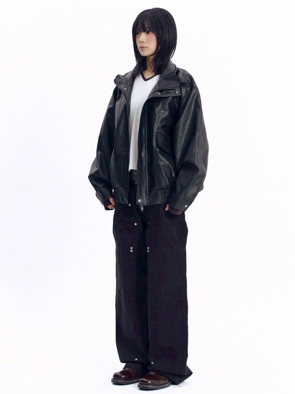 【AAKAM】Dad Leather Jacket
