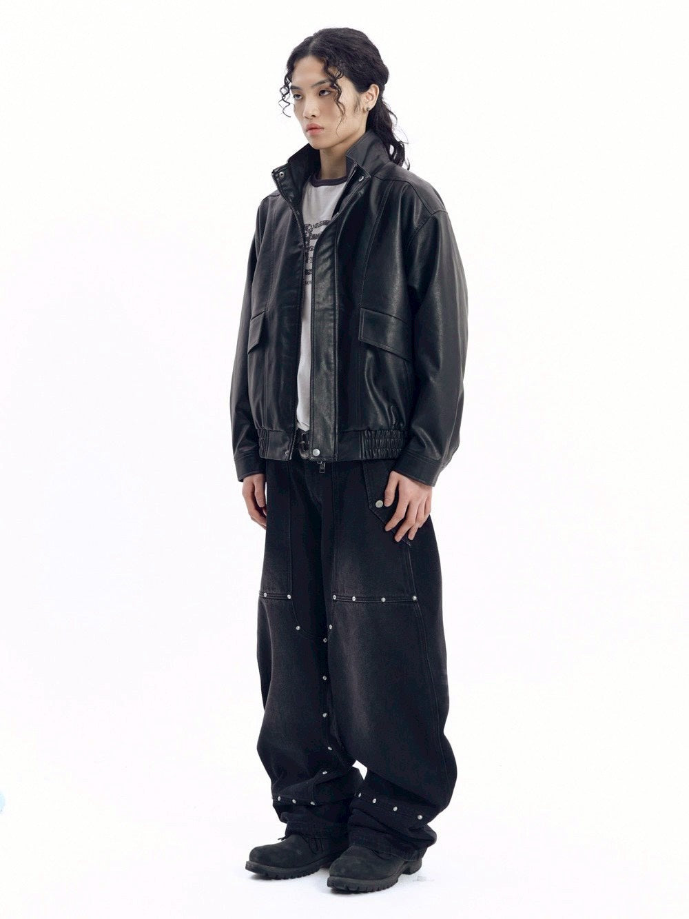 【AAKAM】Dad Leather Jacket