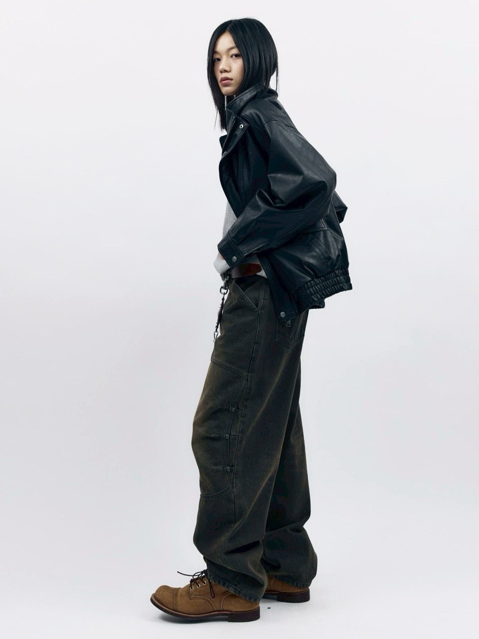 【AAKAM】Dad Leather Jacket