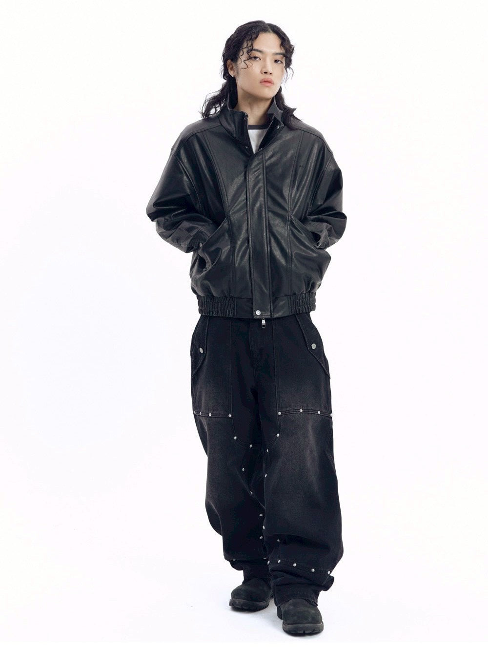 【AAKAM】Dad Leather Jacket