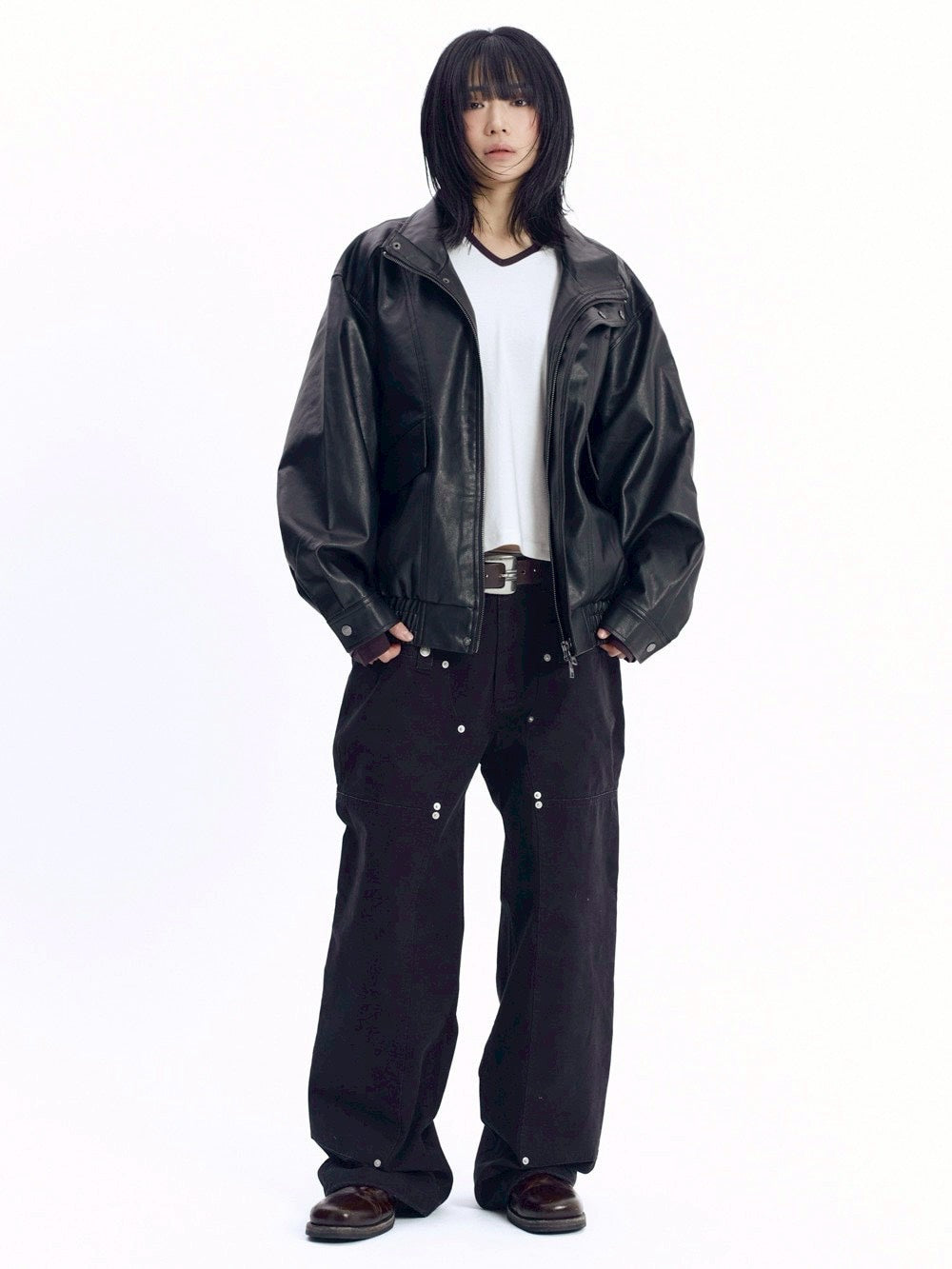 【AAKAM】Dad Leather Jacket