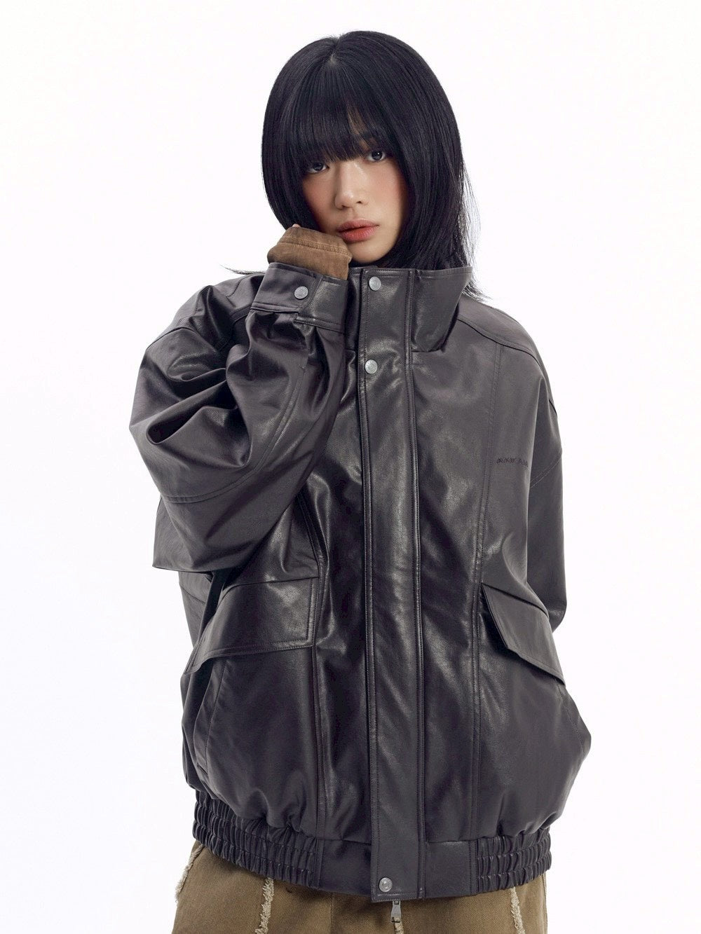 【AAKAM】Dad Leather Jacket