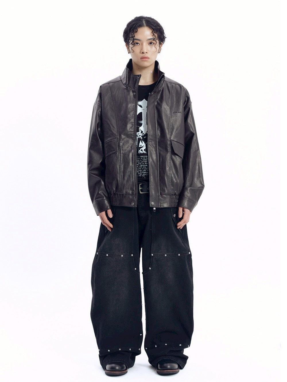 【AAKAM】Dad Leather Jacket