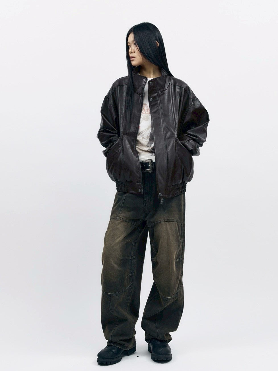 【AAKAM】Dad Leather Jacket
