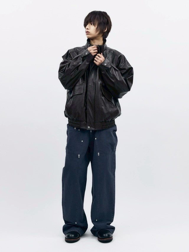 【AAKAM】Dad Leather Jacket