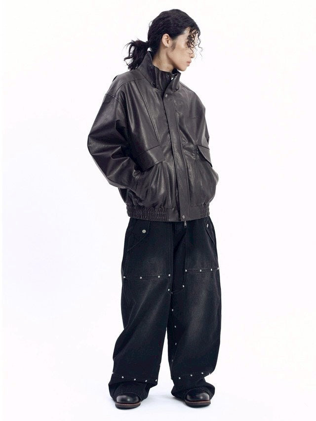【AAKAM】Dad Leather Jacket