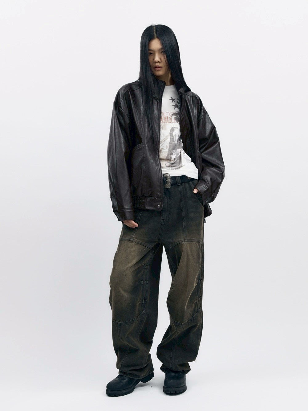【AAKAM】Dad Leather Jacket